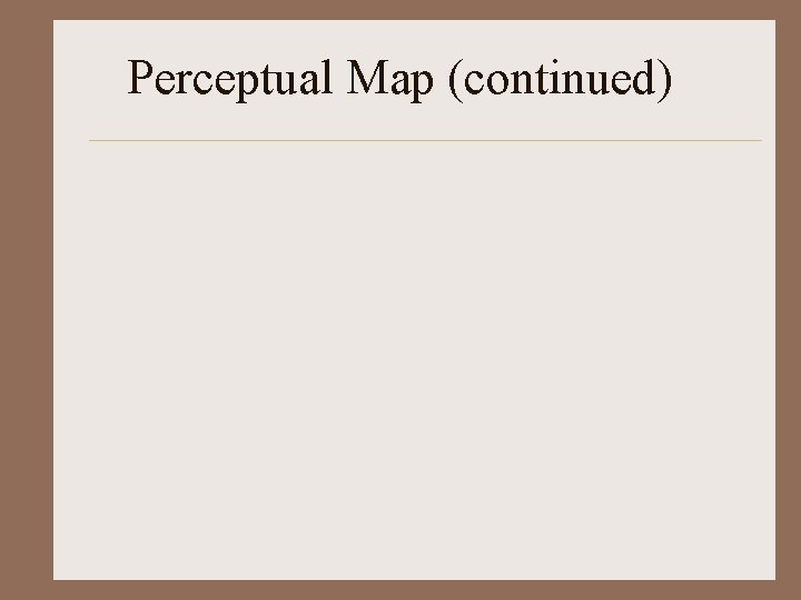 Perceptual Map (continued) 