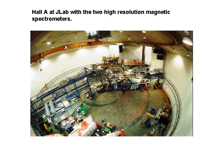 Hall A at JLab with the two high resolution magnetic spectrometers. 