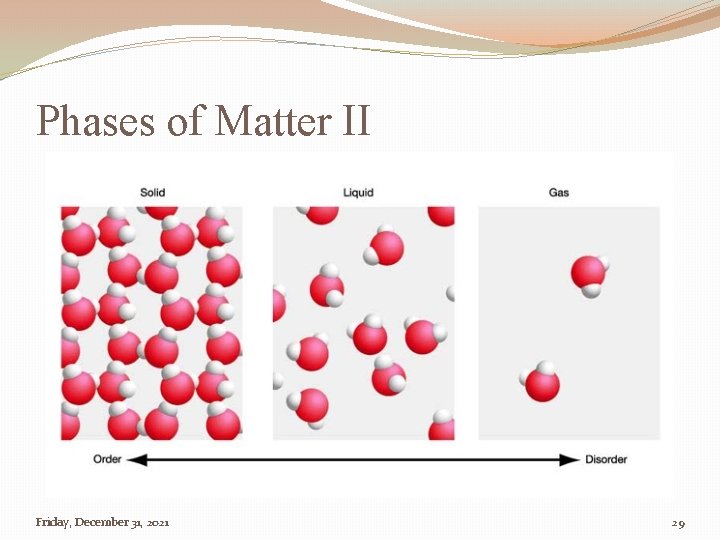 Phases of Matter II Friday, December 31, 2021 29 