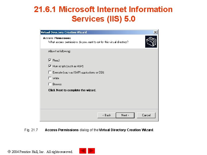 21. 6. 1 Microsoft Internet Information Services (IIS) 5. 0 Fig. 21. 7 Access