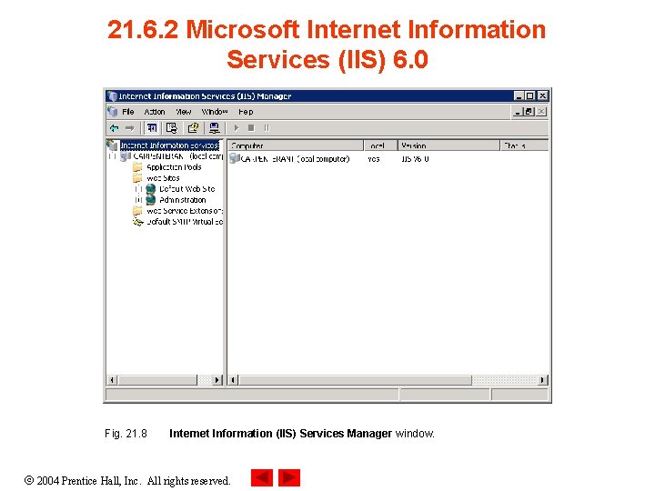 21. 6. 2 Microsoft Internet Information Services (IIS) 6. 0 Fig. 21. 8 Internet
