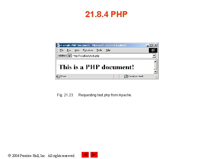 21. 8. 4 PHP Fig. 21. 23 2004 Prentice Hall, Inc. All rights reserved.