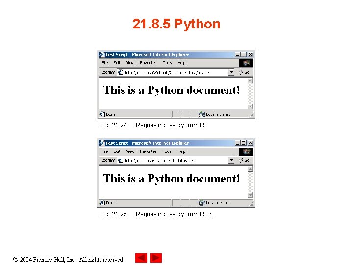 21. 8. 5 Python Fig. 21. 24 Requesting test. py from IIS. Fig. 21.