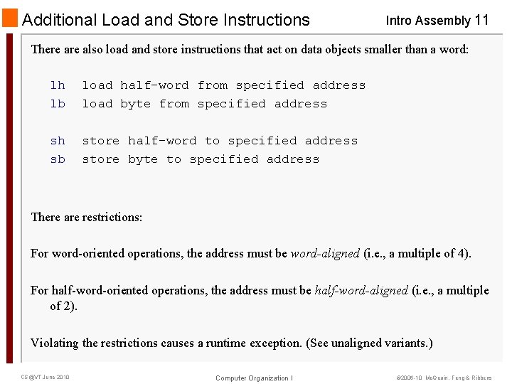Additional Load and Store Instructions Intro Assembly 11 There also load and store instructions