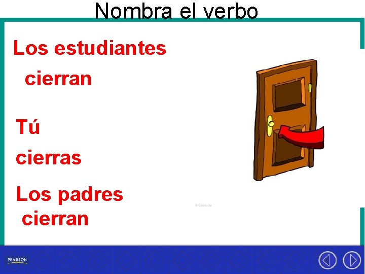 Nombra el verbo Los estudiantes cierran Tú cierras Los padres cierran 