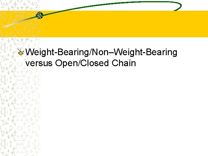 Weight-Bearing/Non–Weight-Bearing versus Open/Closed Chain 