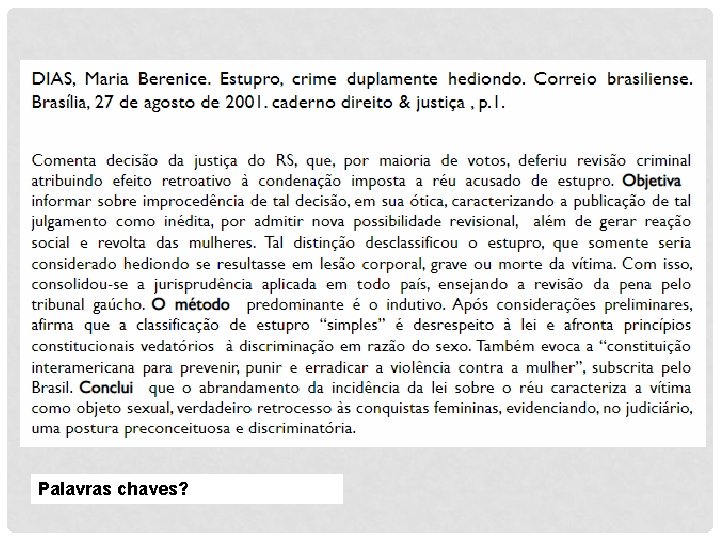 Palavras chaves? 