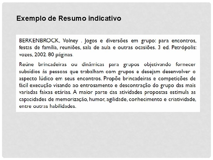 Exemplo de Resumo indicativo 