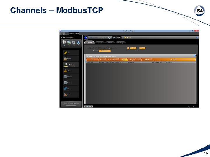 Channels – Modbus. TCP 16 