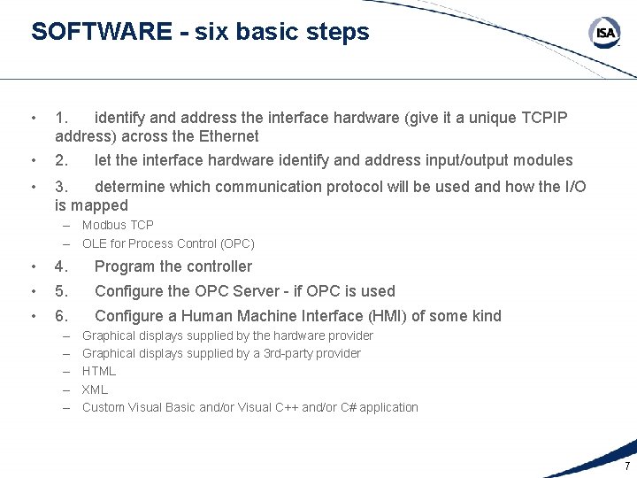 SOFTWARE - six basic steps • • • 1. identify and address the interface
