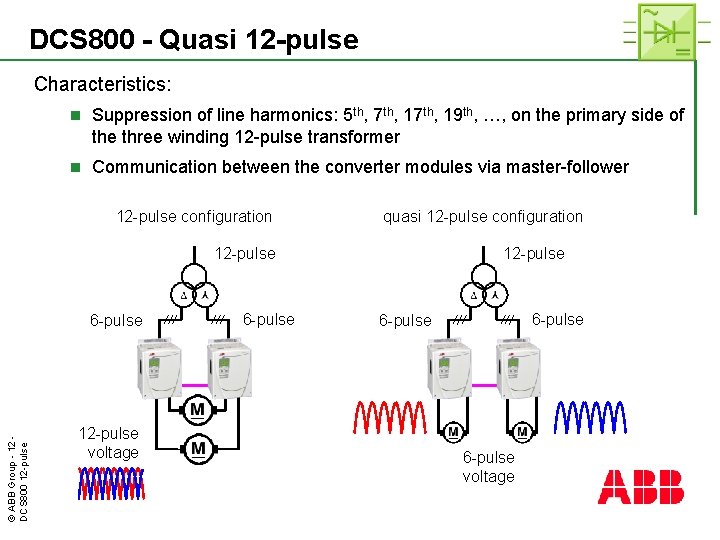 DCS 800 - Quasi 12 -pulse Characteristics: n Suppression of line harmonics: 5 th,