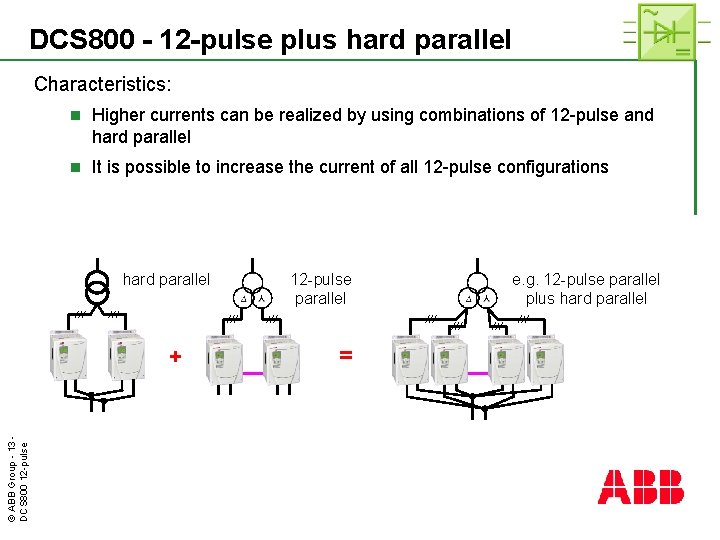 DCS 800 - 12 -pulse plus hard parallel Characteristics: n Higher currents can be
