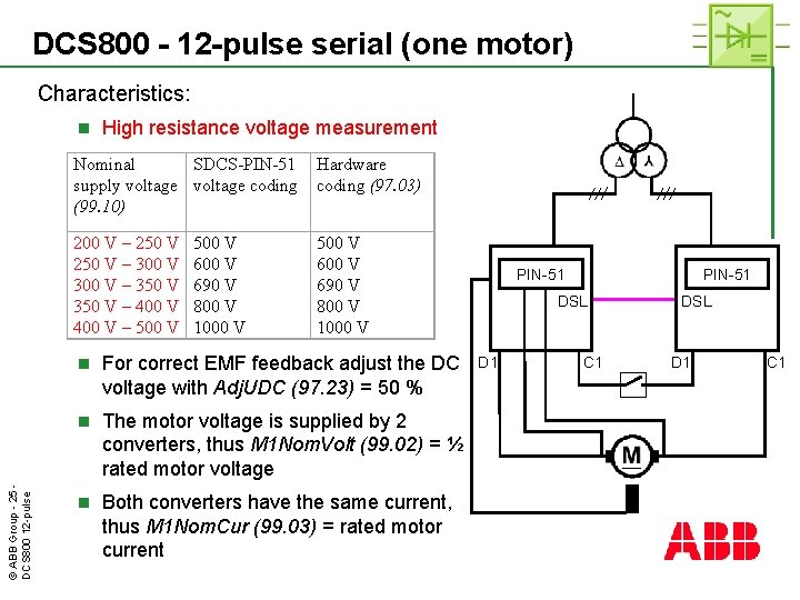 DCS 800 - 12 -pulse serial (one motor) Characteristics: © ABB Group - 25