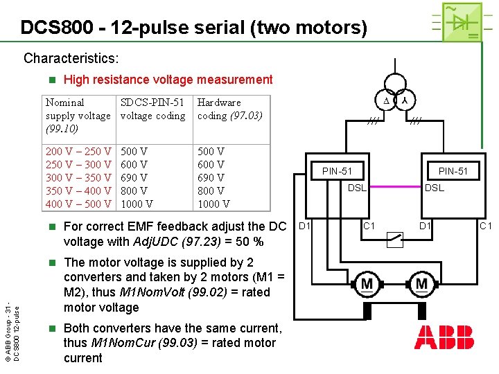 DCS 800 - 12 -pulse serial (two motors) Characteristics: © ABB Group - 31