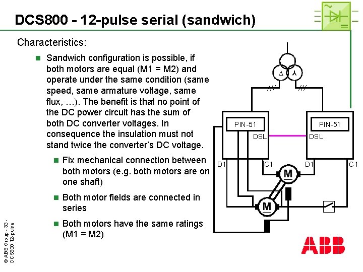 DCS 800 - 12 -pulse serial (sandwich) Characteristics: © ABB Group - 33 DCS