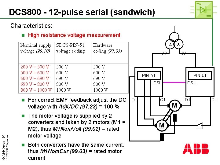 DCS 800 - 12 -pulse serial (sandwich) Characteristics: © ABB Group - 34 DCS