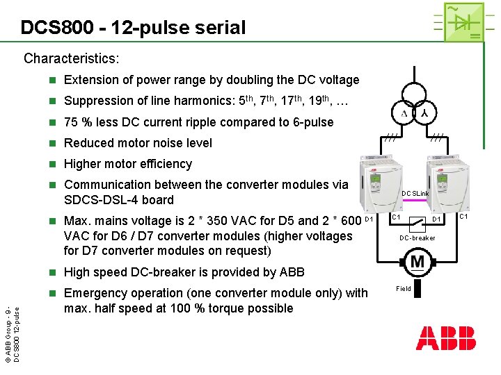 DCS 800 - 12 -pulse serial © ABB Group - 9 DCS 800 12