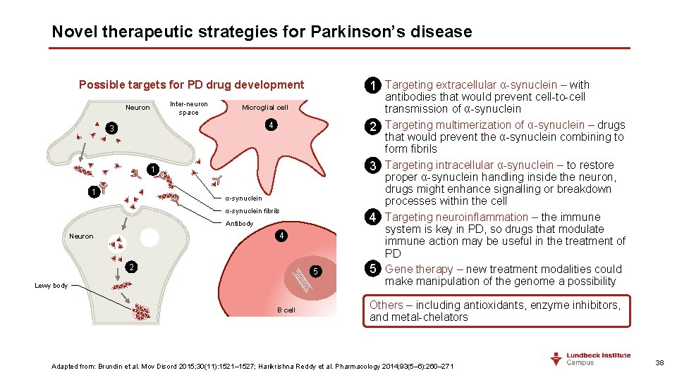 Novel therapeutic strategies for Parkinson’s disease Possible targets for PD drug development Inter-neuron space