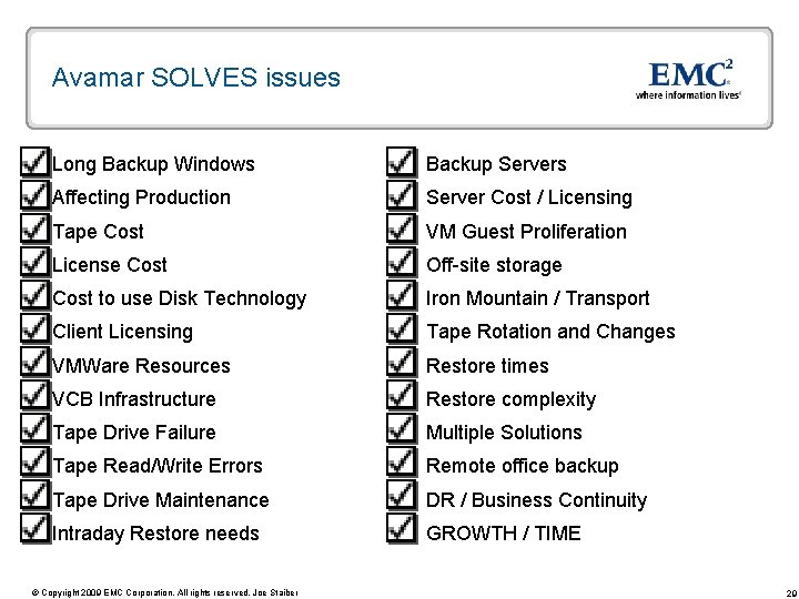Avamar SOLVES issues Long Backup Windows Backup Servers Affecting Production Server Cost / Licensing