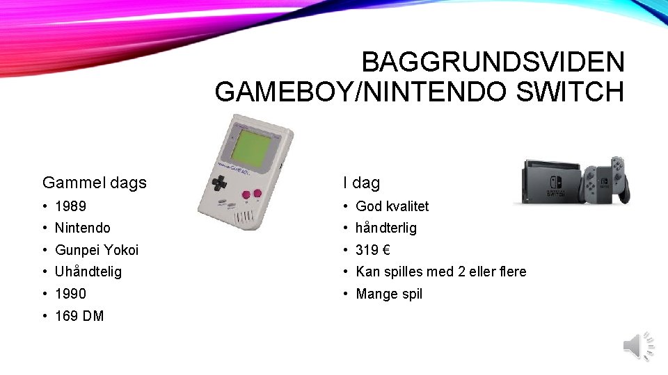 BAGGRUNDSVIDEN GAMEBOY/NINTENDO SWITCH Gammel dags I dag • 1989 • God kvalitet • Nintendo