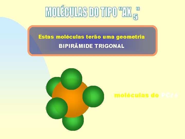 Estas moléculas terão uma geometria BIPIR MIDE TRIGONAL moléculas do PCl 5 