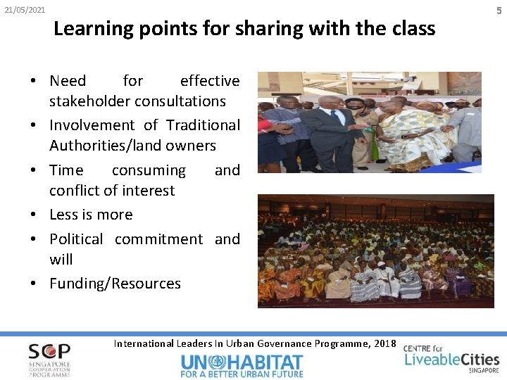 21/05/2021 Learning points for sharing with the class • Need for effective stakeholder consultations