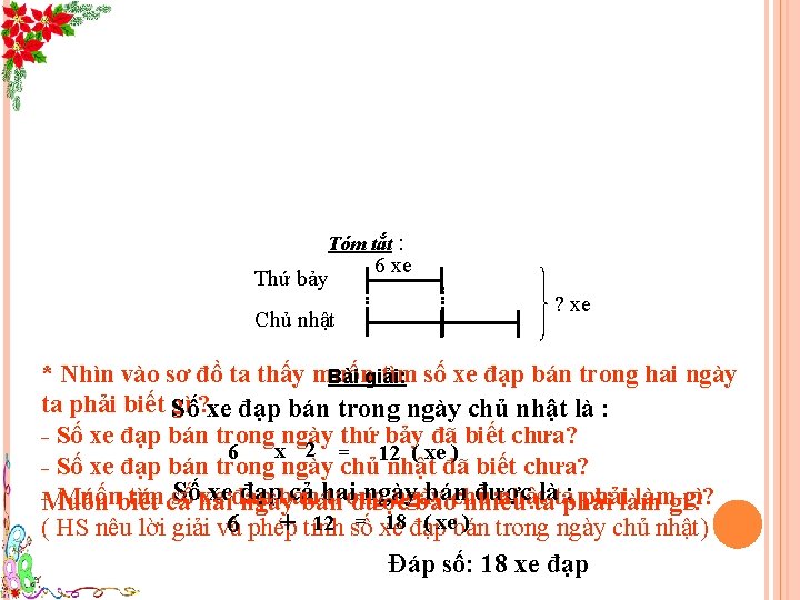 Tóm tắt : Thứ bảy Chủ nhật 6 xe ? xe * Nhìn vào