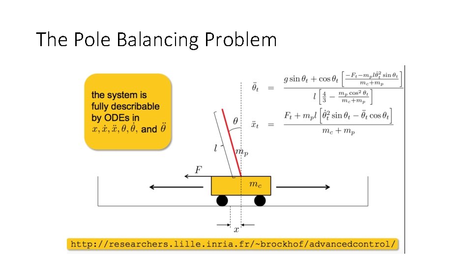 The Pole Balancing Problem The Pole Balancing Problem