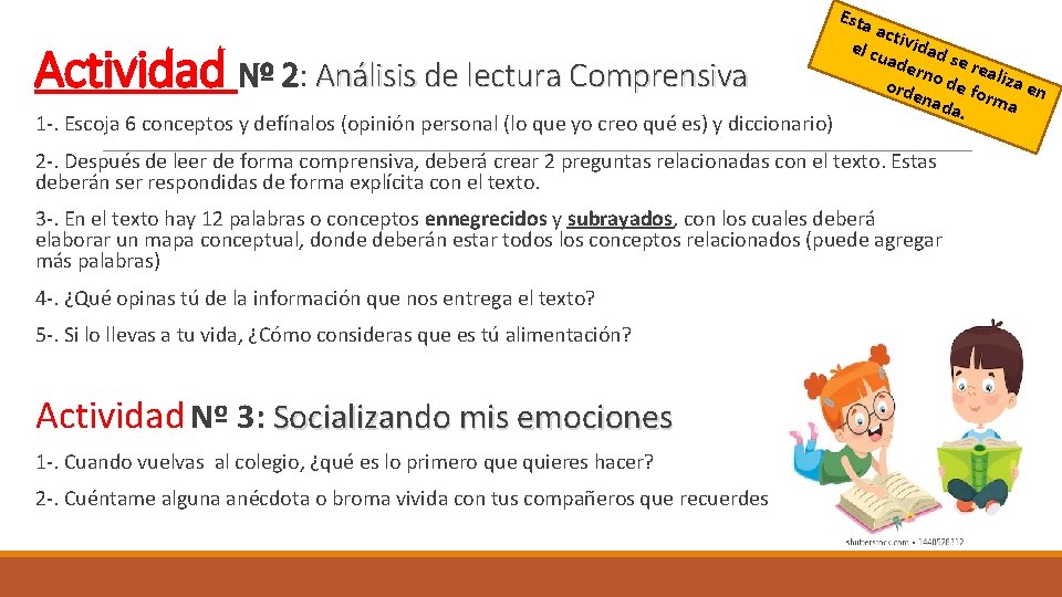 Esta Actividad Nº 2: Análisis de lectura Comprensiva 1 -. Escoja 6 conceptos y