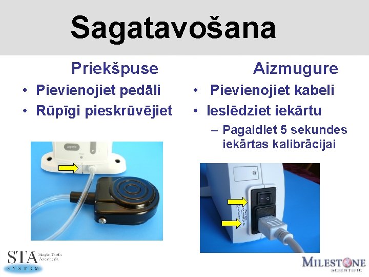 Sagatavošana Priekšpuse • Pievienojiet pedāli • Rūpīgi pieskrūvējiet Aizmugure • Pievienojiet kabeli • Ieslēdziet