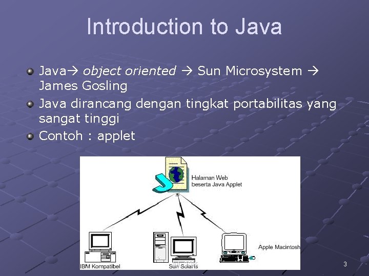 Introduction to Java object oriented Sun Microsystem James Gosling Java dirancang dengan tingkat portabilitas Introduction to Java object oriented Sun Microsystem James Gosling Java dirancang dengan tingkat portabilitas