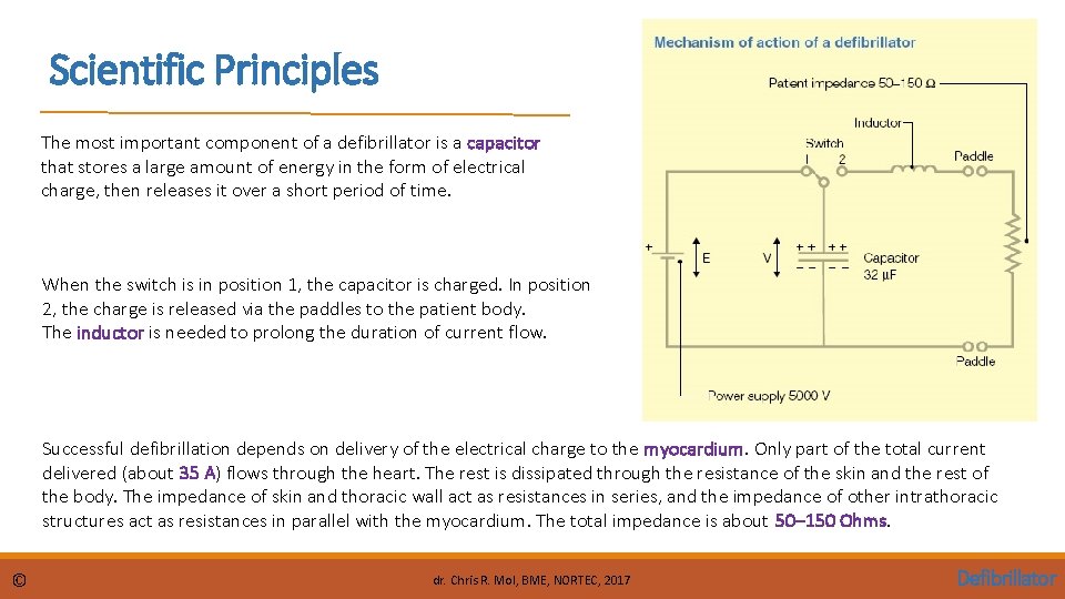 Scientific Principles The most important component of a defibrillator is a capacitor that stores