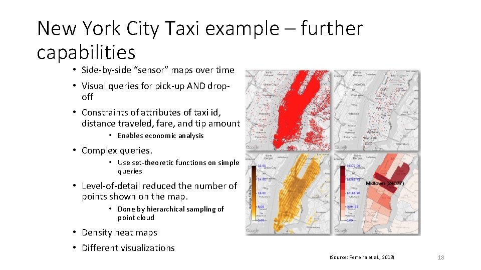 New York City Taxi example – further capabilities • Side-by-side “sensor” maps over time