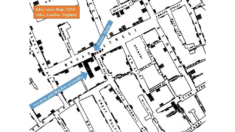 Wa ter Pum p John Snow Map, 1854 Soho, London, England s a Loc
