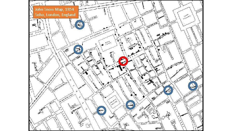 John Snow Map, 1854 Soho, London, England 