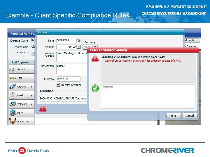 Example - Client Specific Compliance Rules CHROME RIVER EXPENSE MANAGEMENT Example - Client Specific Compliance Rules CHROME RIVER EXPENSE MANAGEMENT