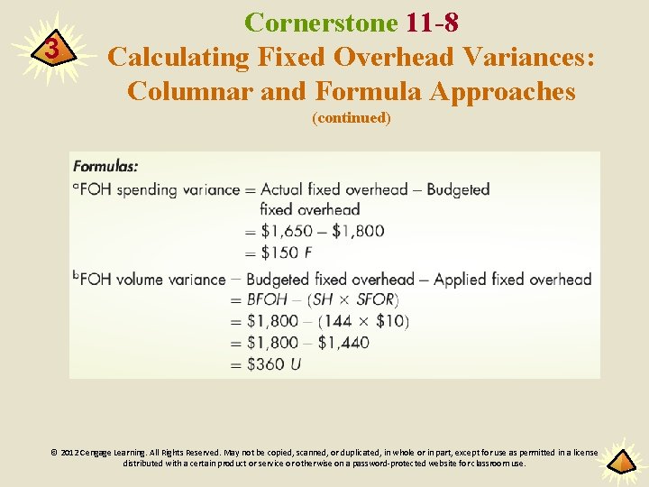 3 Cornerstone 11 -8 Calculating Fixed Overhead Variances: Columnar and Formula Approaches (continued) ©