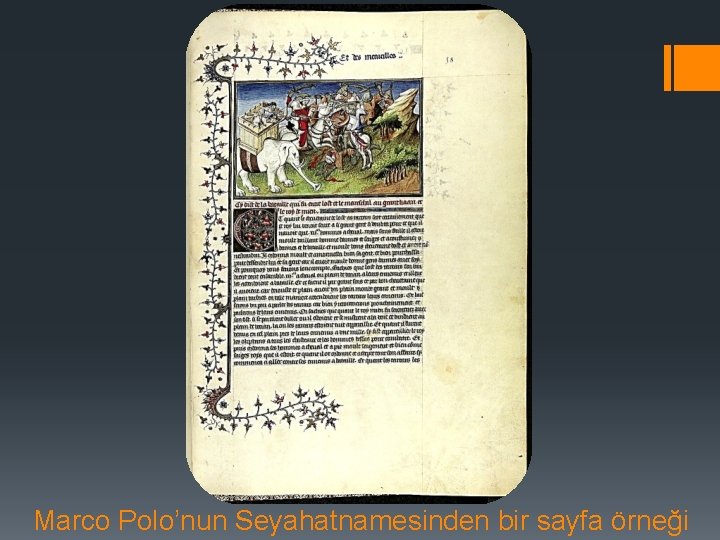 Marco Polo’nun Seyahatnamesinden bir sayfa örneği 