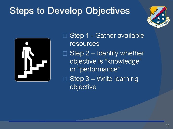 Steps to Develop Objectives Step 1 - Gather available resources � Step 2 –