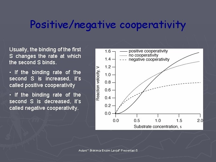 Positive/negative cooperativity Usually, the binding of the first S changes the rate at which