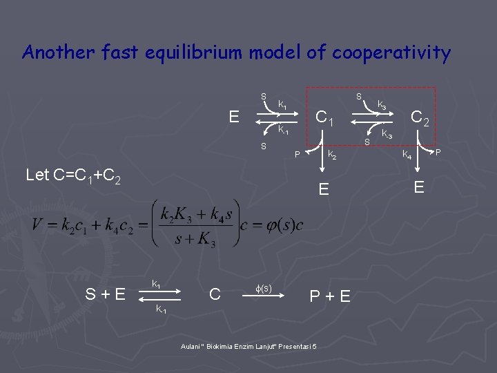 Another fast equilibrium model of cooperativity S E S k 1 C 1 k-1