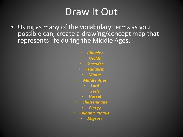 Draw It Out • Using as many of the vocabulary terms as you possible