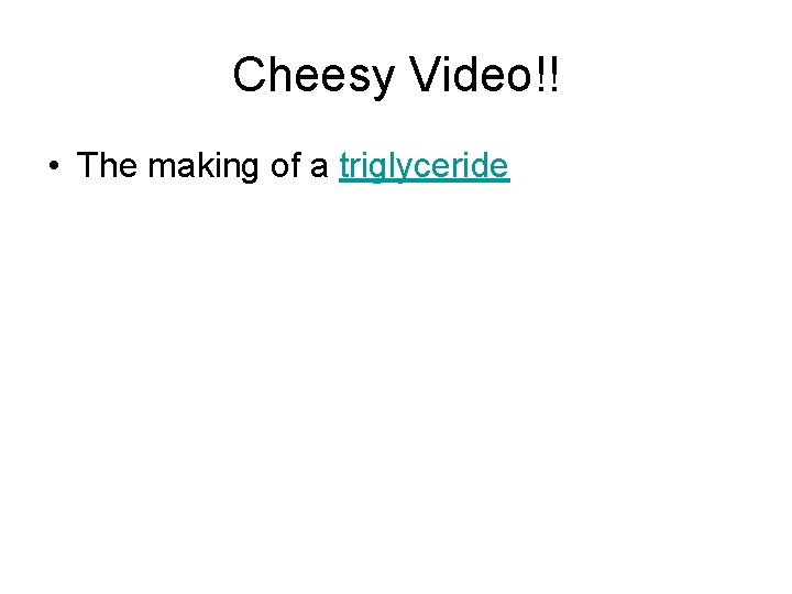 Cheesy Video!! • The making of a triglyceride 