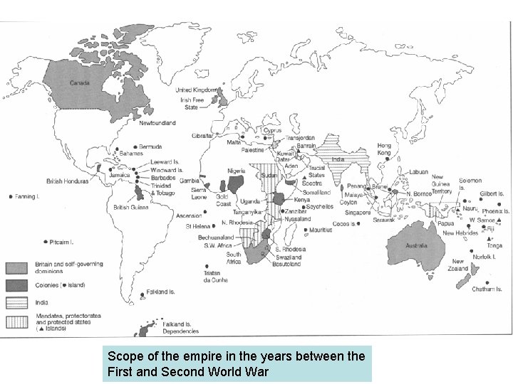 Scope of the empire in the years between the First and Second World War