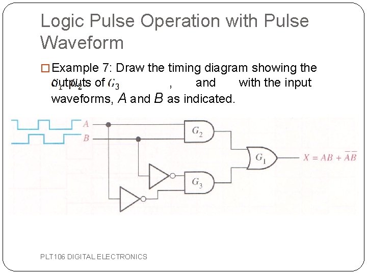 Logic Pulse Operation with Pulse Waveform � Example 7: Draw the timing diagram showing Logic Pulse Operation with Pulse Waveform � Example 7: Draw the timing diagram showing