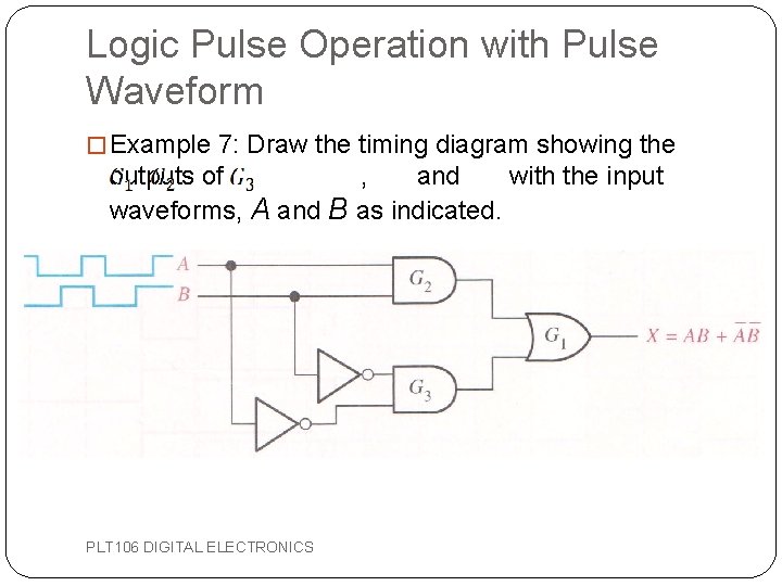 Logic Pulse Operation with Pulse Waveform � Example 7: Draw the timing diagram showing