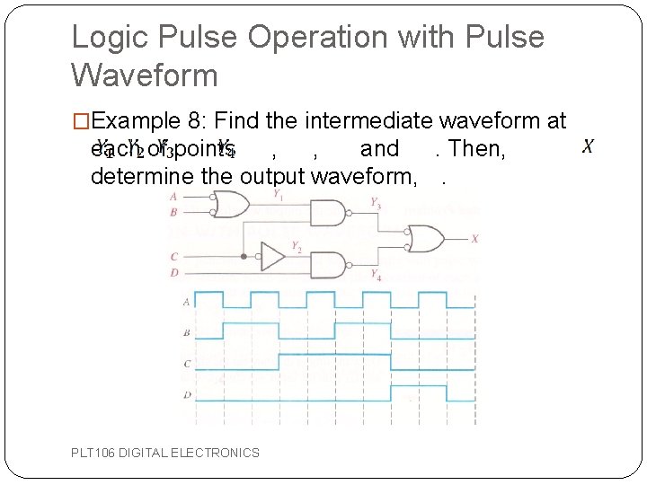 Logic Pulse Operation with Pulse Waveform �Example 8: Find the intermediate waveform at each