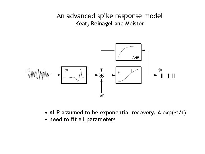 An advanced spike response model Keat, Reinagel and Meister • AHP assumed to be
