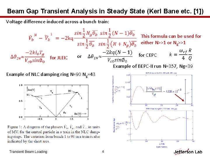 Beam Gap Transient Analysis in Steady State (Kerl Bane etc. [1]) Voltage difference induced