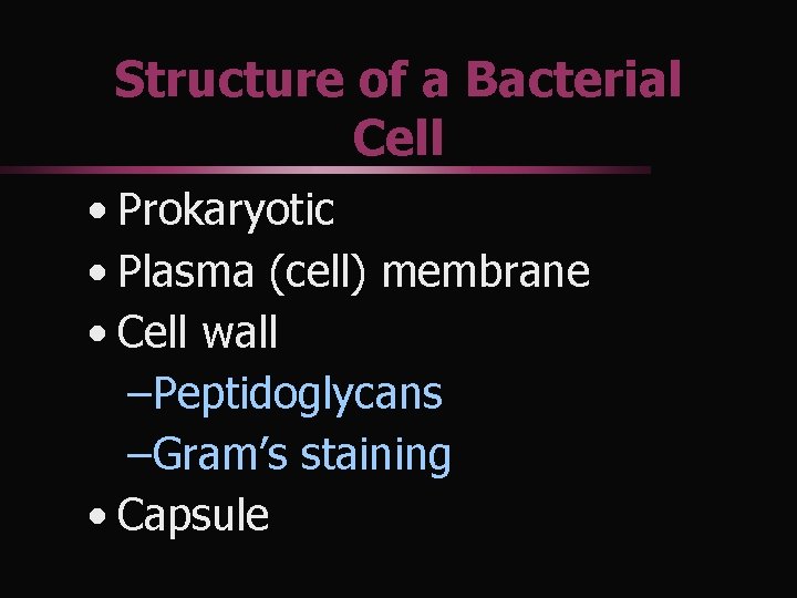 Structure of a Bacterial Cell • Prokaryotic • Plasma (cell) membrane • Cell wall